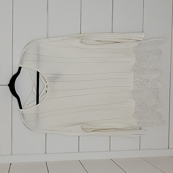 DESIGN 365 XL white long sleeve lace sweater - Picture 1 of 4